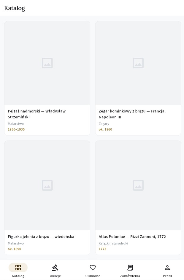 Katalog przedmiotów w aplikacji mobilnej