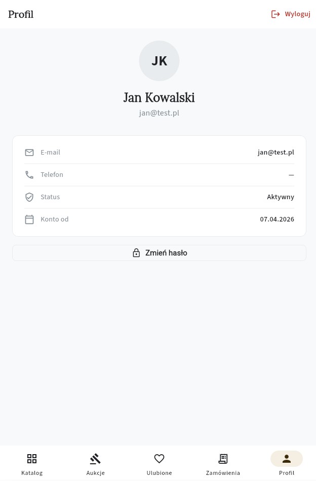 Ekran profilu użytkownika